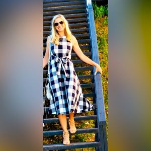 Ann Taylor Black and White Buffalo Plaid A-line dress